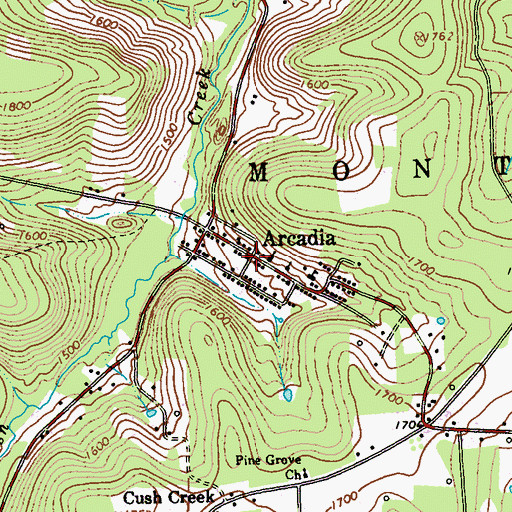 Topographic Map of Arcadia, PA