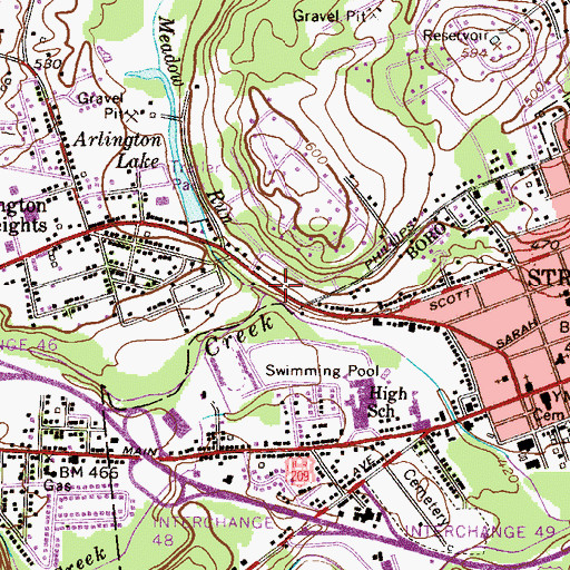 Topographic Map of Big Meadow Run, PA