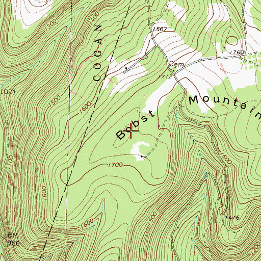 Topographic Map of Bobst Mountain, PA