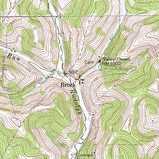 Topographic Map of Brock, PA