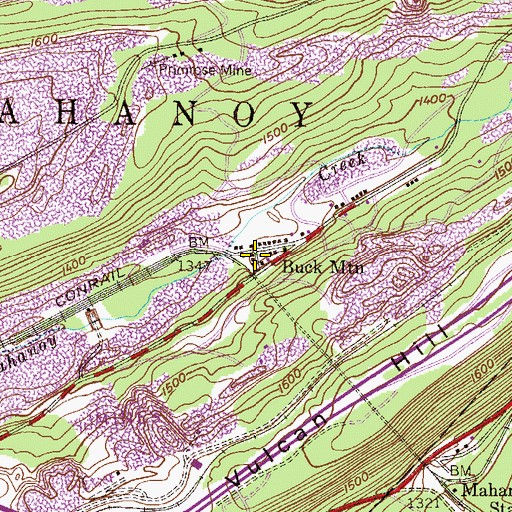 Topographic Map of Buck Mountain, PA