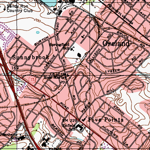 Topographic Map of Church of the Holy Martyr, PA