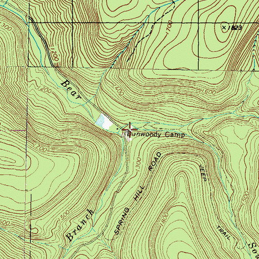 Topographic Map of Dunwoody Camp, PA