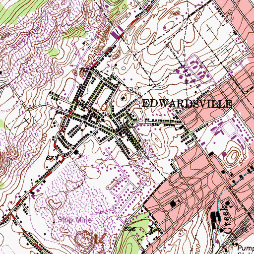 Topographic Map of Edwardsville, PA