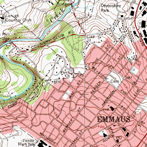 Topographic Map of Faith Church, PA