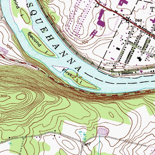 Topographic Map of First Island, PA