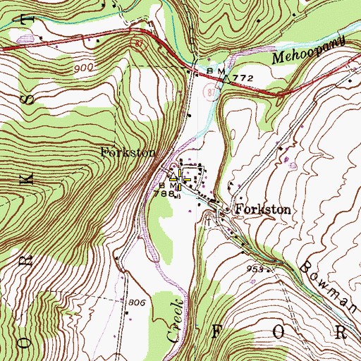Topographic Map of Forkston, PA