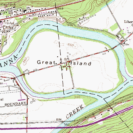 Topographic Map of Great Island, PA
