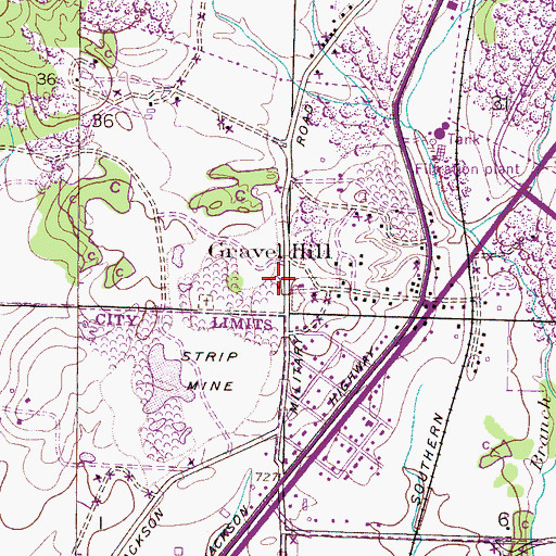 Topographic Map of Gravel Hill, AL
