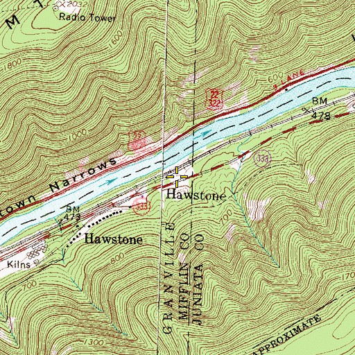 Topographic Map of Hawstone, PA