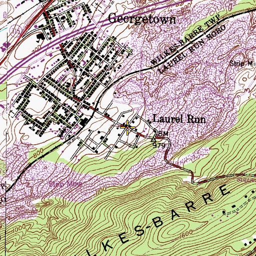 Topographic Map of Laurel Run, PA