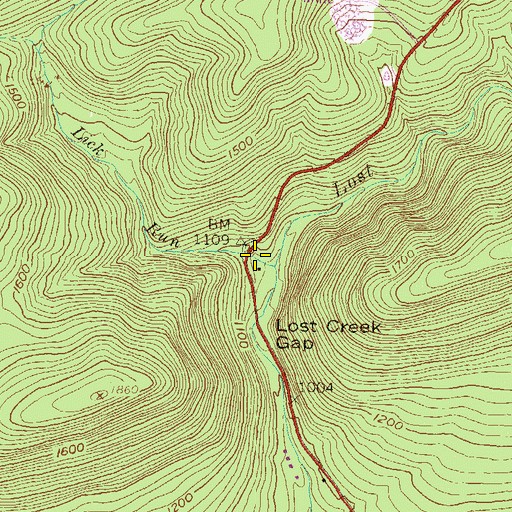 Topographic Map of Lick Run, PA
