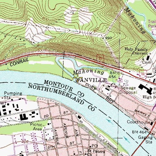 Topographic Map of Mahoning Creek, PA