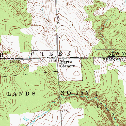 Topographic Map of Mertz Corners, PA