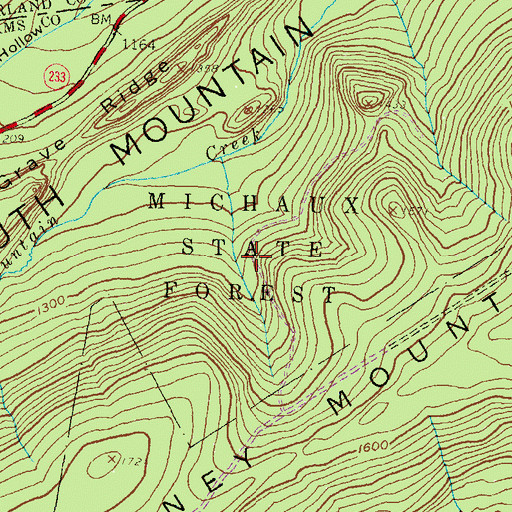 Topographic Map of Michaux State Forest, PA