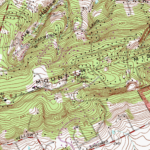 Topographic Map of Mount Misery, PA