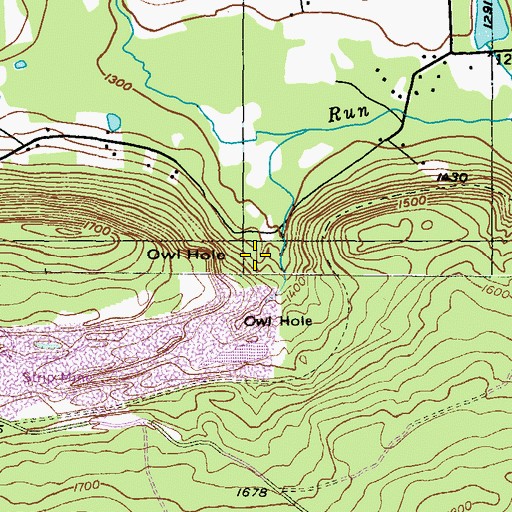 Topographic Map of Owl Hole, PA