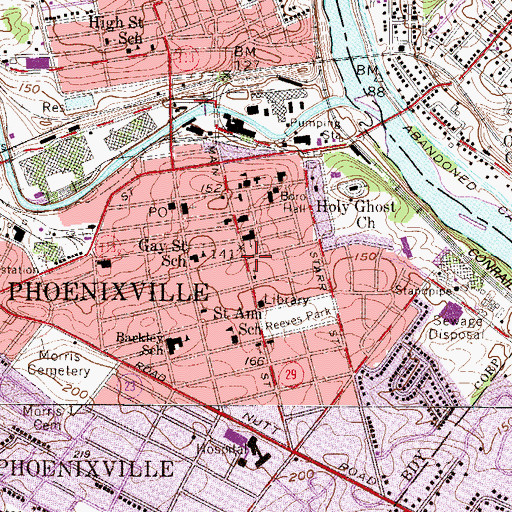 Topographic Map of Phoenixville, PA