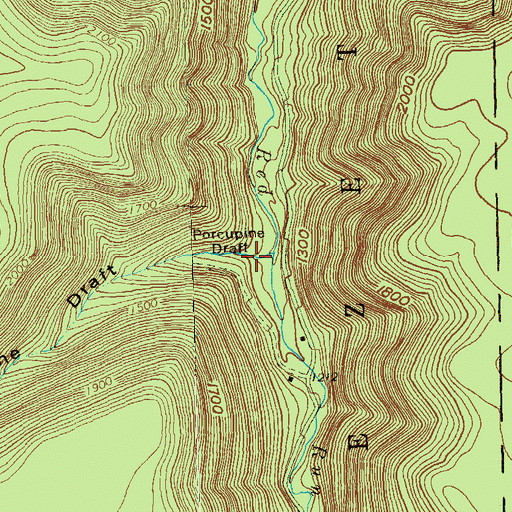 Topographic Map of Porcupine Draft, PA