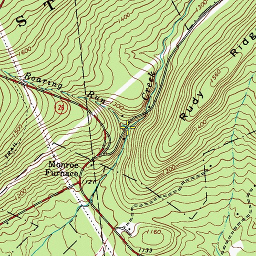 Topographic Map of Roaring Run, PA