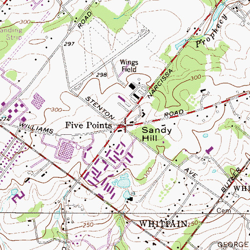 Topographic Map of Sandy Hill, PA