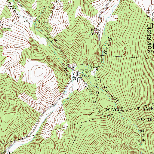Topographic Map of Savage Run, PA