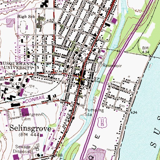 Topographic Map of Selinsgrove, PA