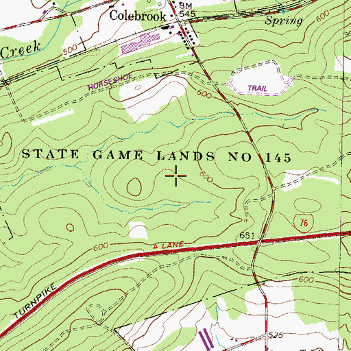 Topographic Map of State Game Lands Number 145, PA