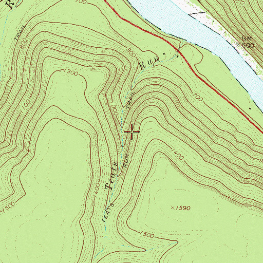Topographic Map of Teats Run Trail, PA