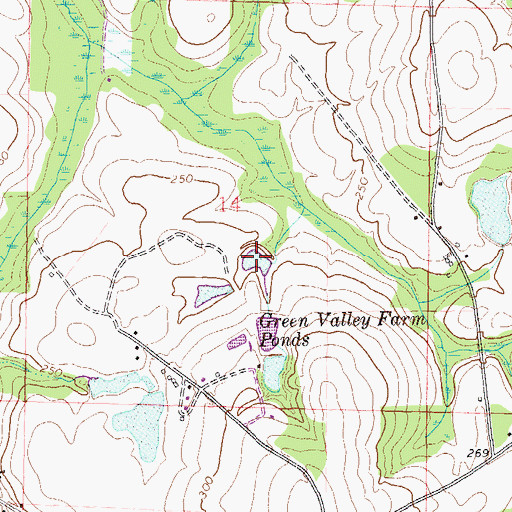 Topographic Map of Green Valley Farm Ponds, AL