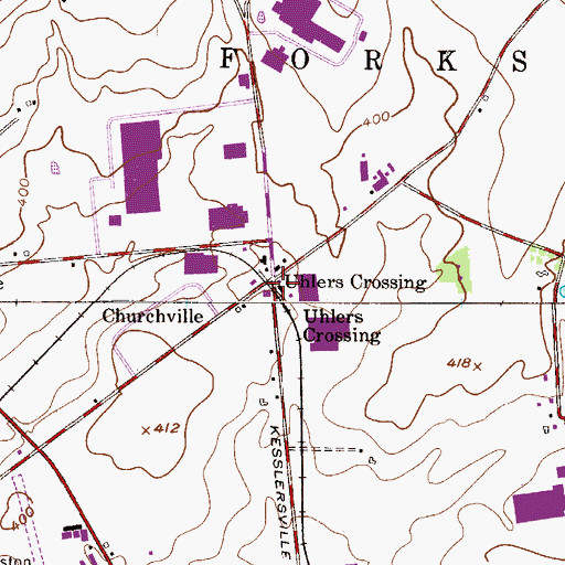 Topographic Map of Uhlers Crossing, PA