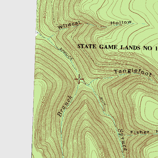 Topographic Map of West Branch Spruce Run, PA