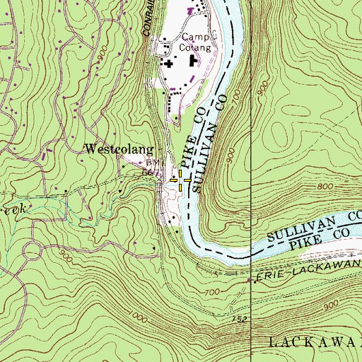 Topographic Map of Westcolang Creek, PA