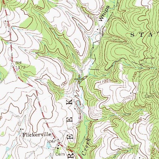 Topographic Map of Whips Cove, PA