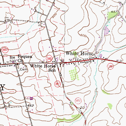 Topographic Map of White Horse School, PA