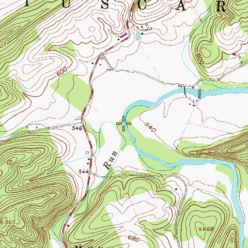 Topographic Map of Willow Run, PA