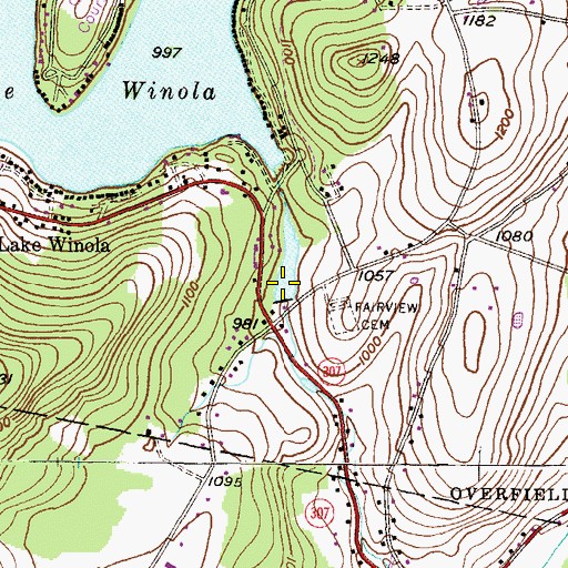 Topographic Map of Lake Winola, PA