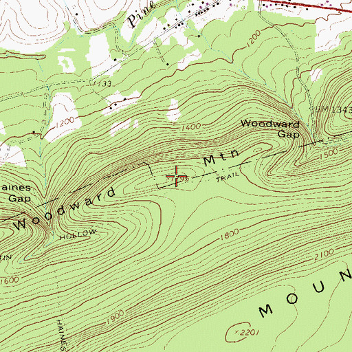 Topographic Map of Woodward Mountain, PA