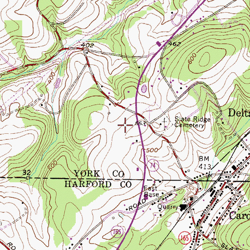 Topographic Map of Delta Airport (historical), PA