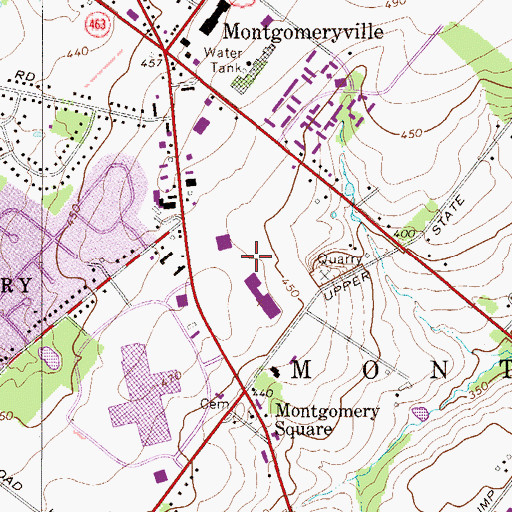Topographic Map of Montgomeryville Airport (historical), PA