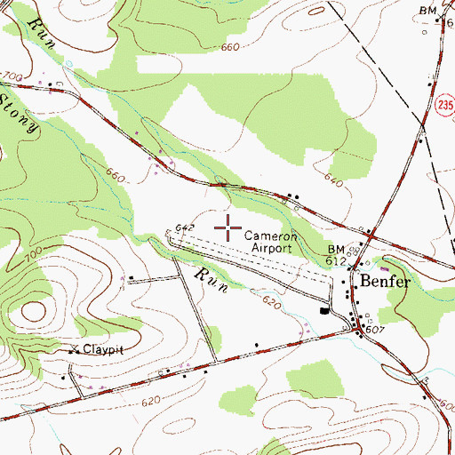Topographic Map of Beaver Springs Airport (historical), PA