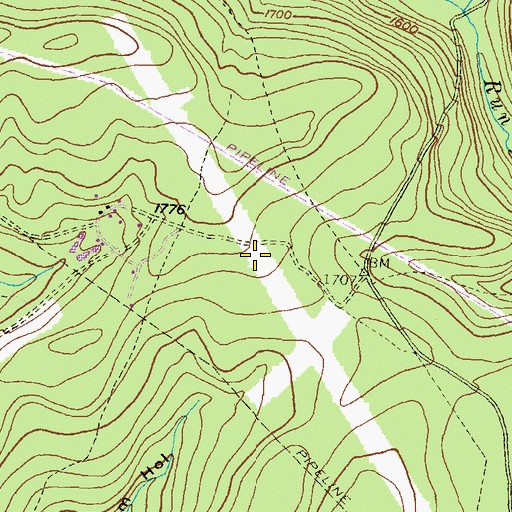 Topographic Map of Ponderosa Airport, PA