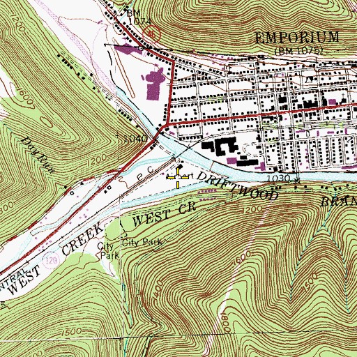 Topographic Map of Keystone Park Airport (historical), PA