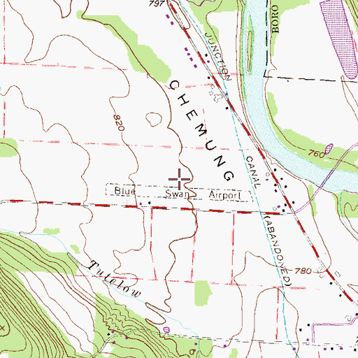 Topographic Map of Blue Swan Airport (historical), PA