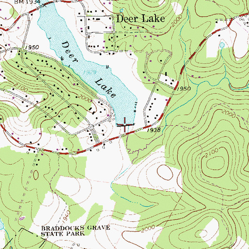 Topographic Map of Deer Lake Dam, PA