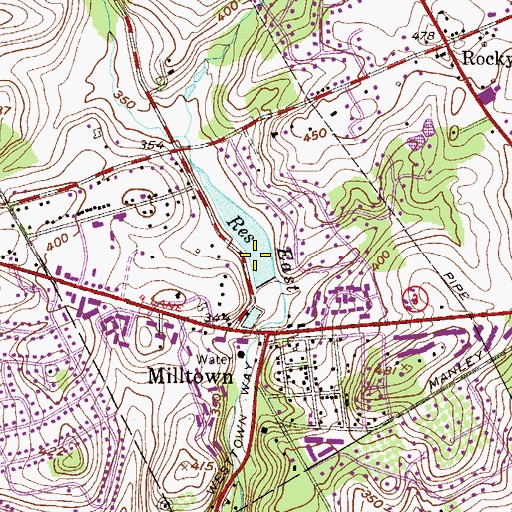 Topographic Map of Milltown Dam, PA