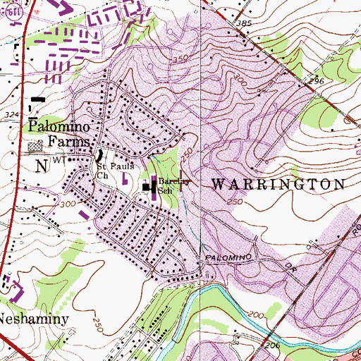 Topographic Map of Warrington Township Retention Basin Dam, PA