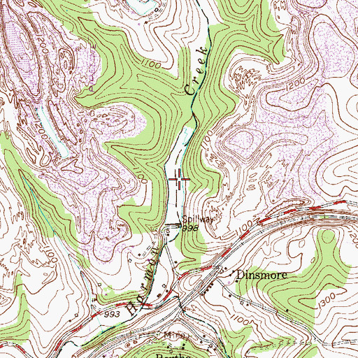 Topographic Map of Dinsmore Reservoir, PA