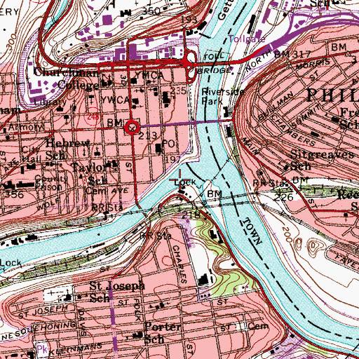 Topographic Map of Easton Dam, PA