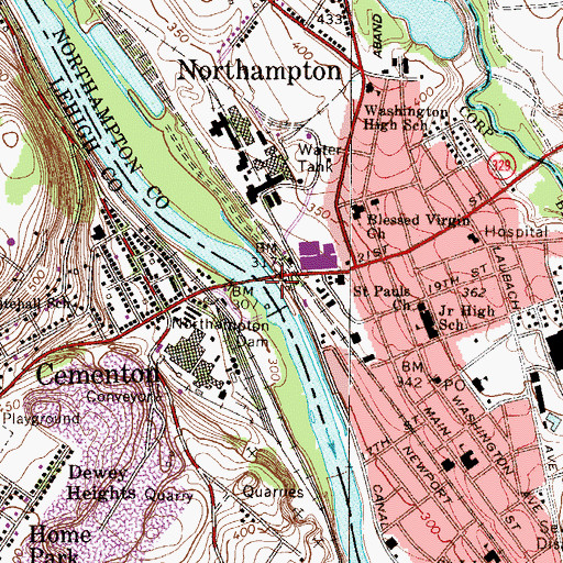 Topographic Map of Whitehall Dam, PA